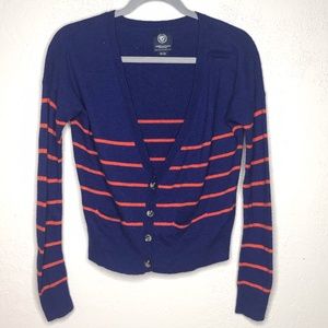 4/$25 American Eagle Blue and Orange striped cardigan